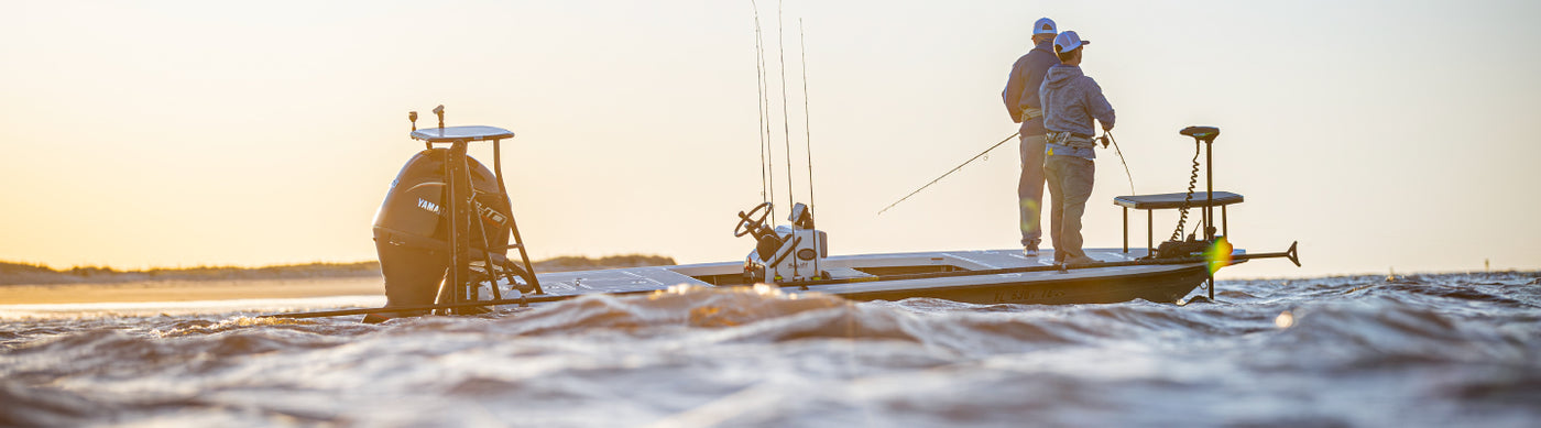 A Yamaha power fishing boat on a lake